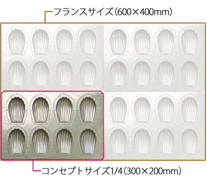 コンセプトサイズ1/4 | 製菓用型製品の千代田金属工業